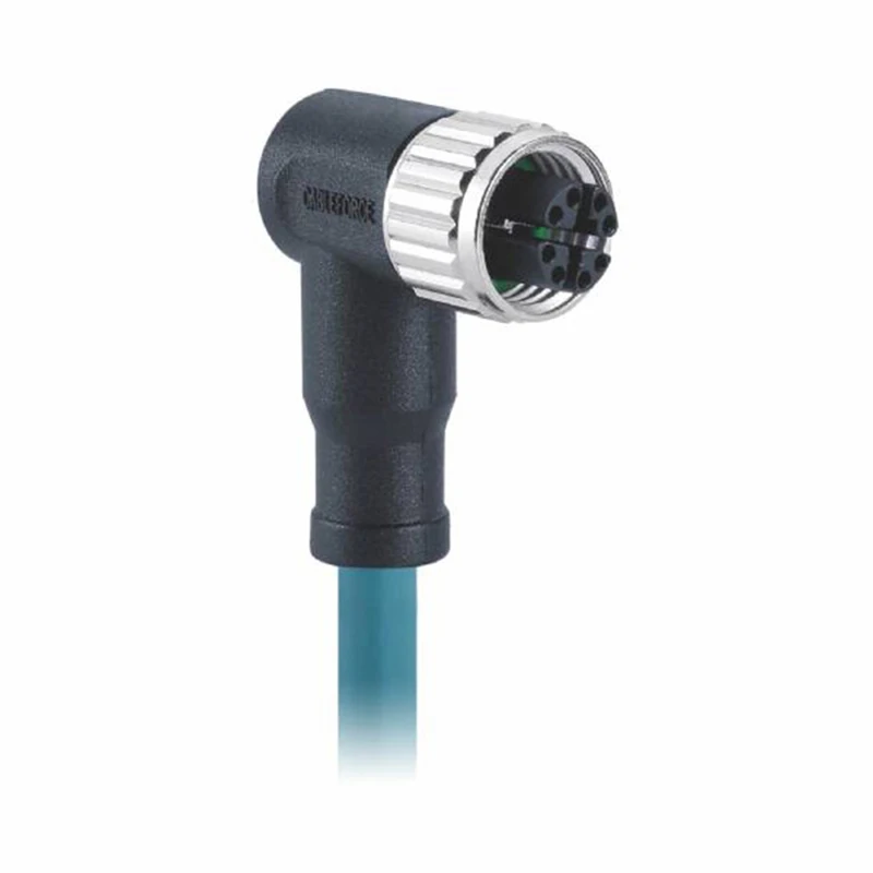 M12 X Code Female IP67 Angled Connector 8 Pin Molded with 1M  6A S/FTP Ethernet Cable