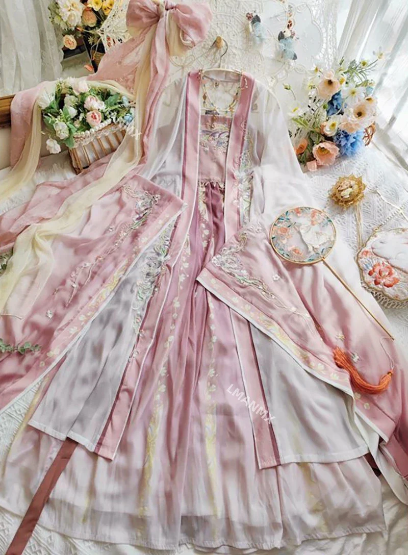 حجم كبير مجموعة Hanfu الصينية التقليدية القديمة الإناث تأثيري حلي حفلة الزي الصيف الرقص Hanfu فستان أخضر Hanfu النساء