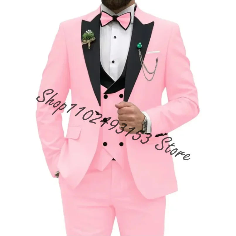 Costume Homme Slim Fit, Blazer Double Boutonnage, Gla3 Pièces, Tenue de Mariage, Business, 2023