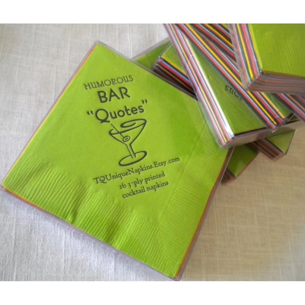 Customized Bar Cocktail Napkins, Funny Quotes Napkins, Personalized Bar Record Facts Napkins, Cocktail Party Napkins, 50Pcs