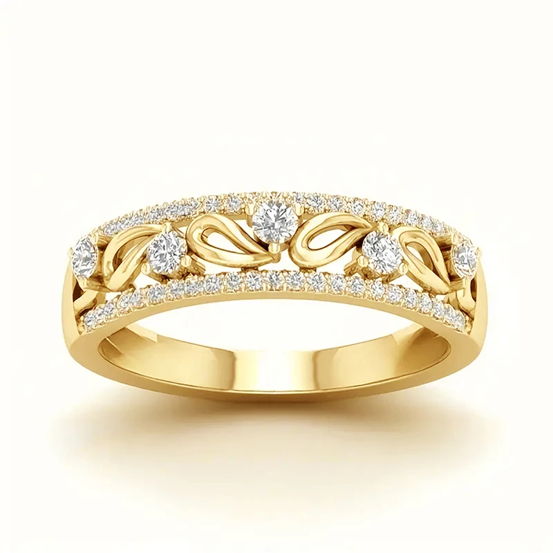 Huitan Exquisite Brautringe für Hochzeit, goldfarben, brillanter Zirkonia, moderne Mode, Damenringe, luxuriöser Partyschmuck
