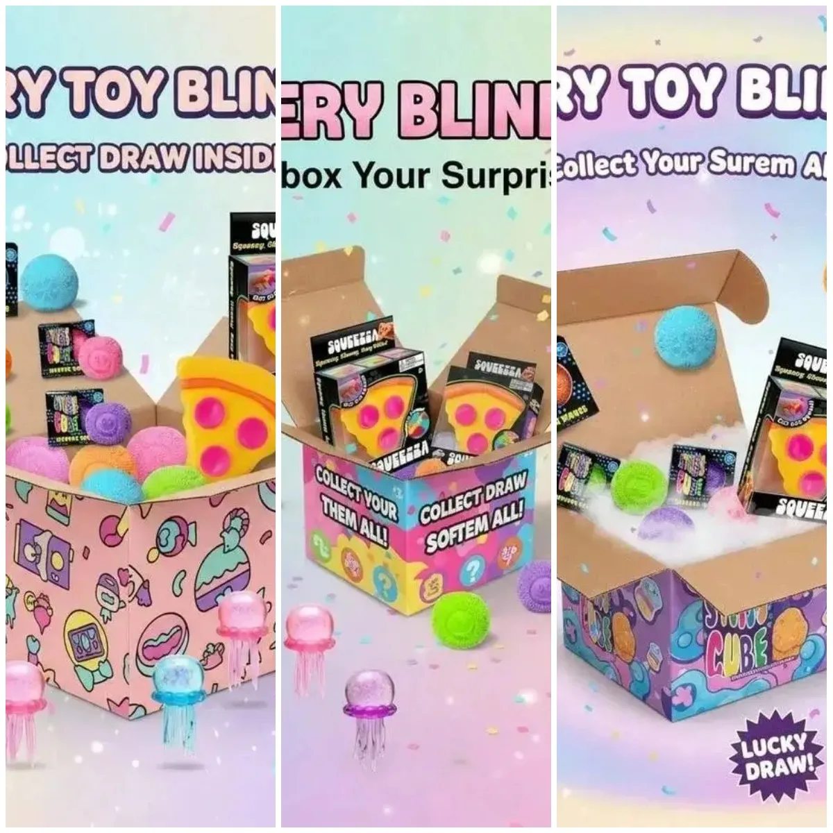 

3-Pack Squishy Blind Boxes, Food-Themed Slow Rebound Squishy Toys, Cute Donut, Toast & Bread Design Mystery Toys, Stress Relief
