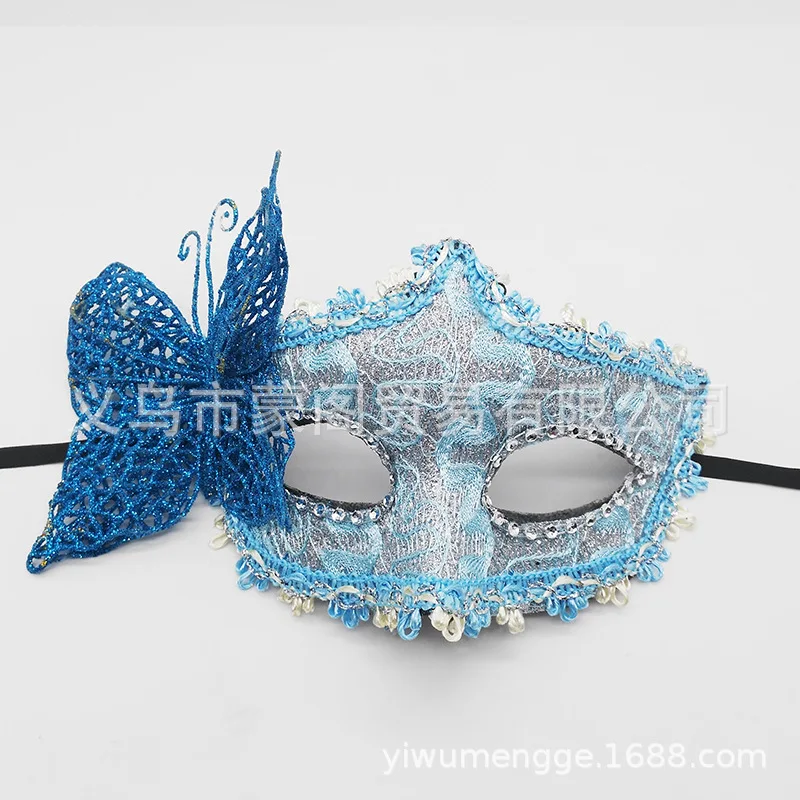 Demi-masque facial papillon sur le côté, masque de princesse, masque pour les yeux d'Halloween, boule de maquillage de fête, masque en dentelle sexy, masque vénitien