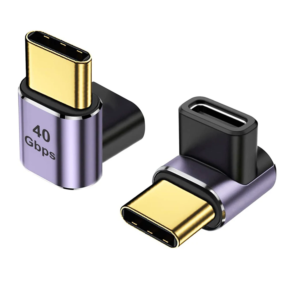 Poyiccot - Adaptador USB C de 90 Grados de 40 Gbps, PD 240 W, Macho a