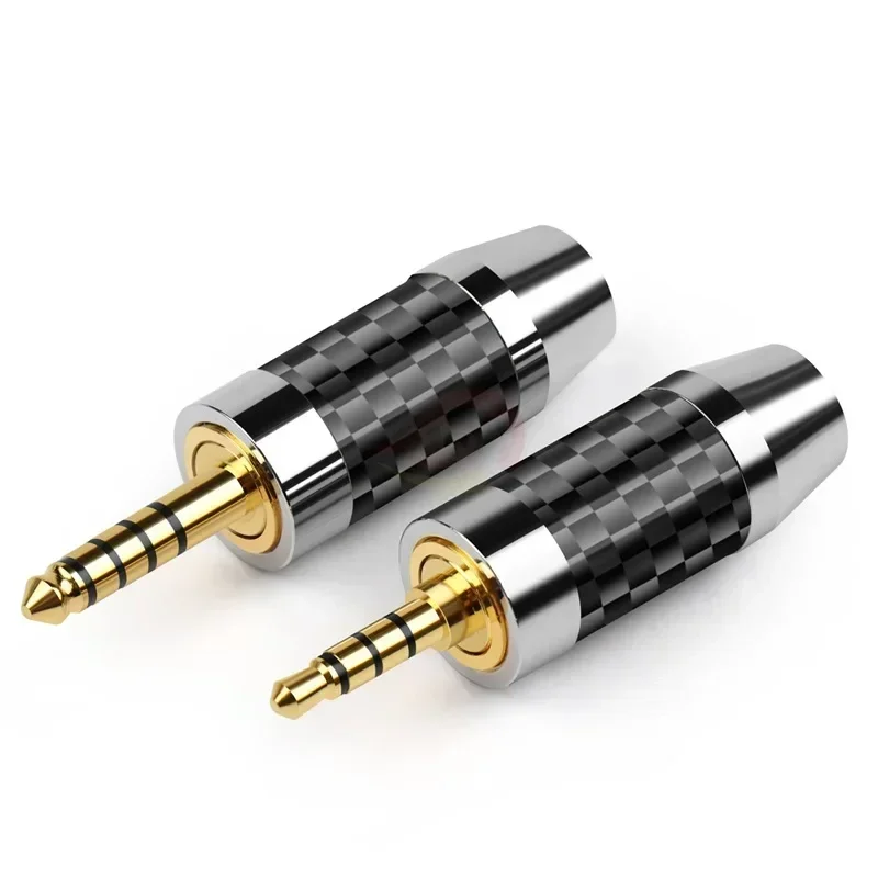 Złącze RCA 2.5 3.5 4.4mm 6.35mm Jack wtyczka słuchawek z włókna węglowego pozłacane głośniki Audio konektor męskie żeńska końcówka