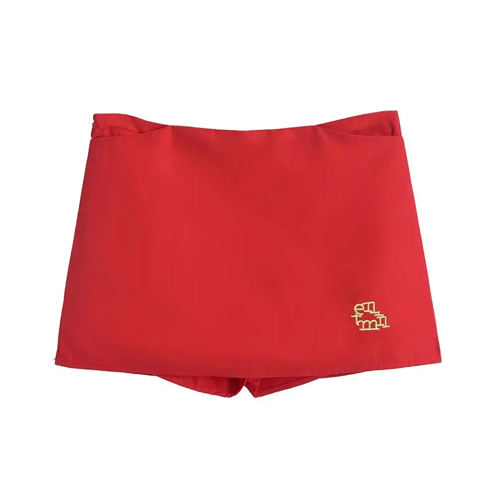 Gonna ort ricamata retrò a vita bassa Gonna a trapezio dimagrante da donna Street Sle Interno Colore puro