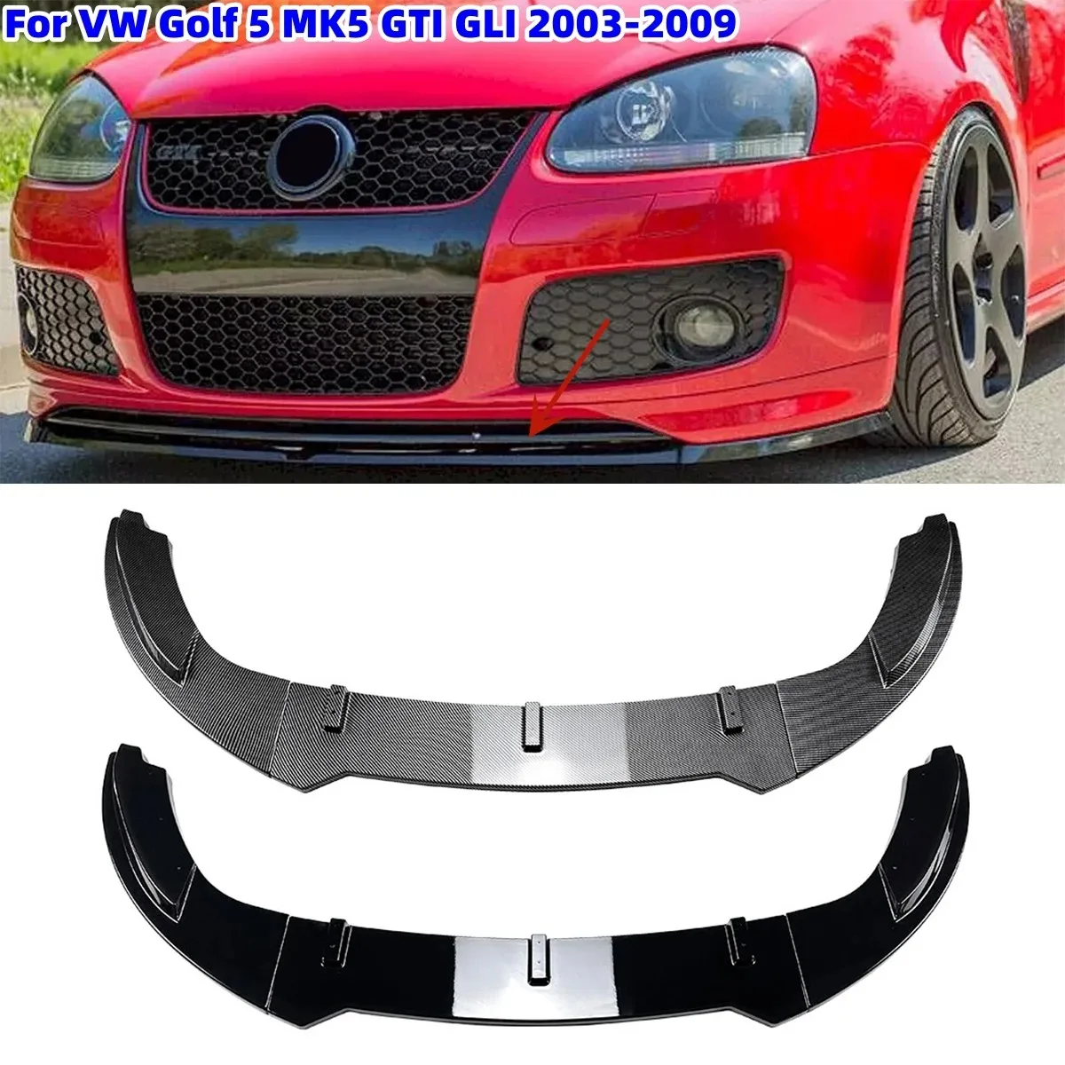 

Автомобильный передний бампер, спойлер для VW Golf 5 MK5 GTI Jetta MK5 GLI 2003-2009, диффузор, сплиттер, комплект кузова, нижняя защита бампера