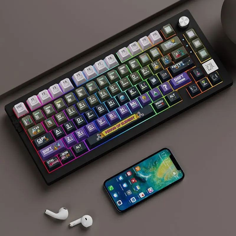 

Колпачки для клавиш с периодическим элементом, оригинальный крест высоты, полный набор, пятисторонняя сублимация, индивидуальные колпачки для механической клавиатуры «сделай сам»