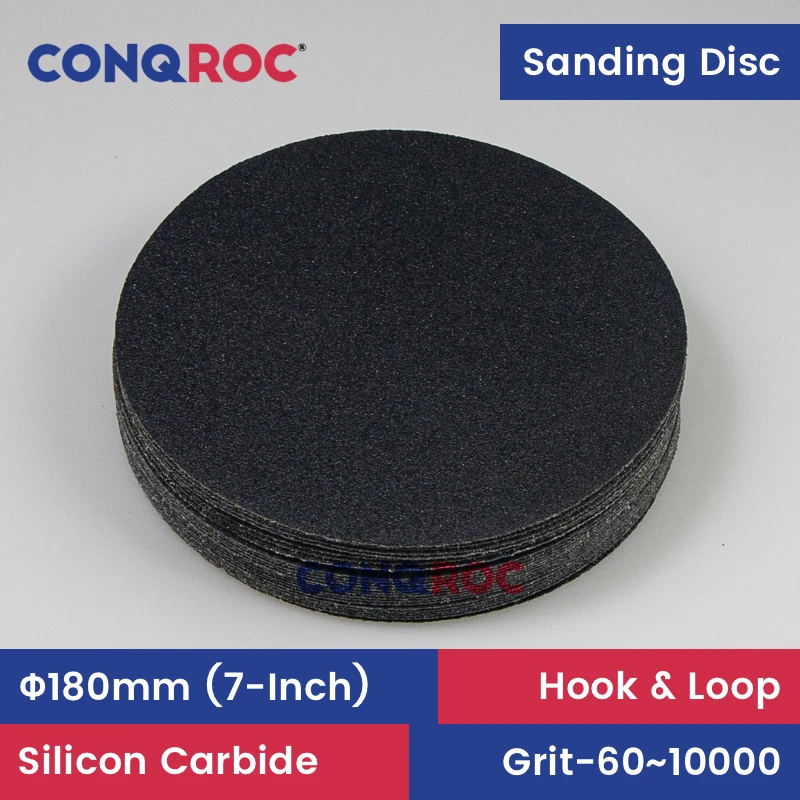 

25 Pieces 180mm (7-inch) Silicon Carbide Sanding Discs Waterproof Hook and Loop for Wet or Dry Sanding Grit 60~10000