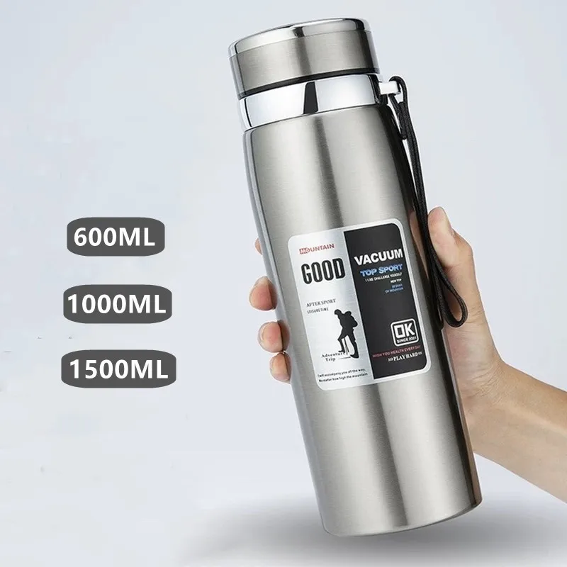 Frasco térmico doble de acero inoxidable 316 de 600ML/1000ML/1500ML con filtro, botella térmica portátil para café y té, vaso de viaje