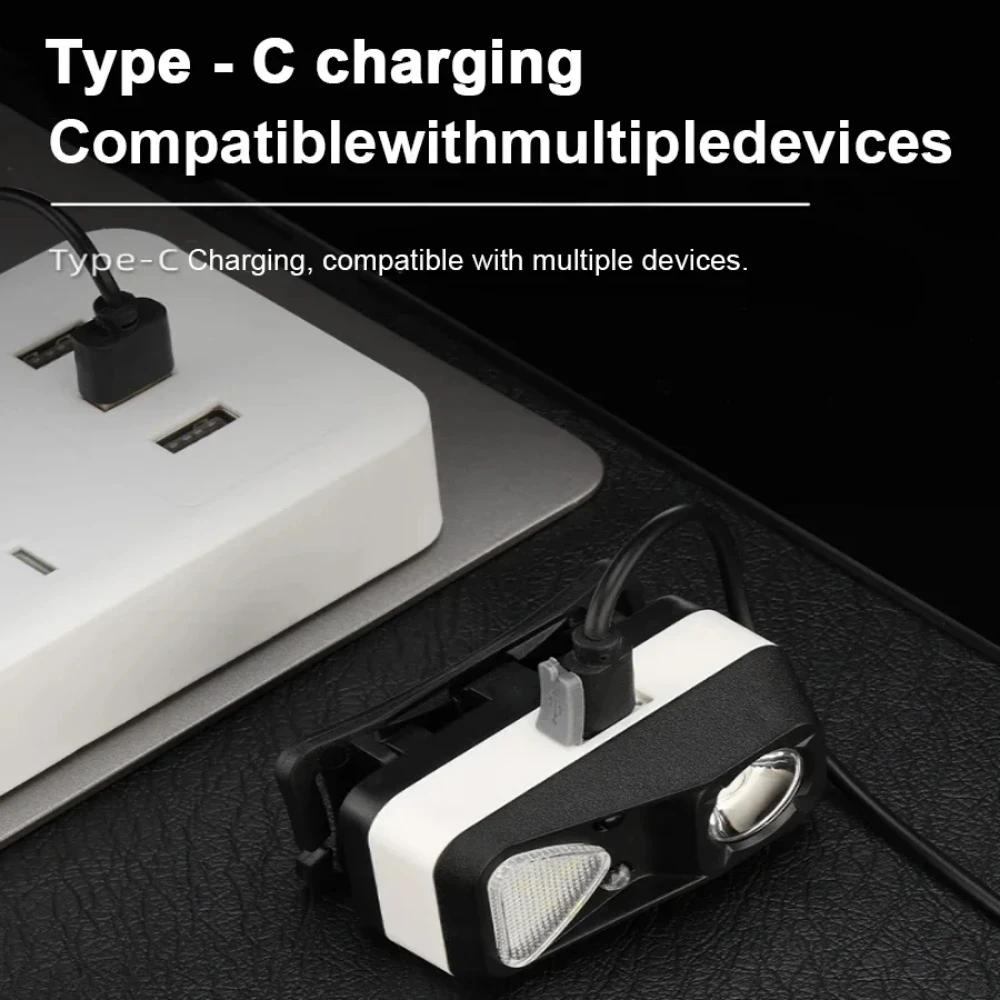 Induction Headlamp LED Sensor Headlamp Portable Waterproof Flashlight USB Rechargeable Head Torch 6 Lighting Modes Headlight
