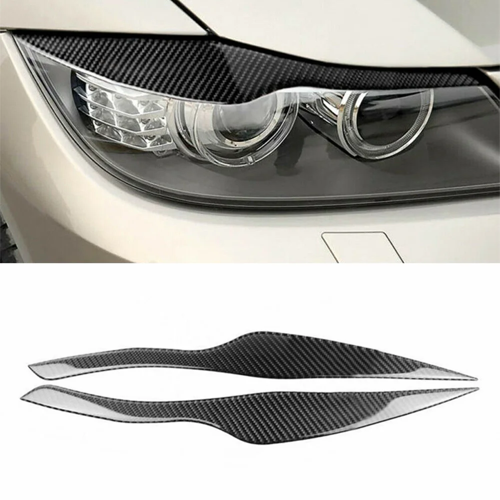 

Carbon Fiber Auto Headlight Eyelid Cover Eyebrow Trim Decal ABS 2x For BMW E90 E91 3 Series 2004 2005 2006 2007 2008