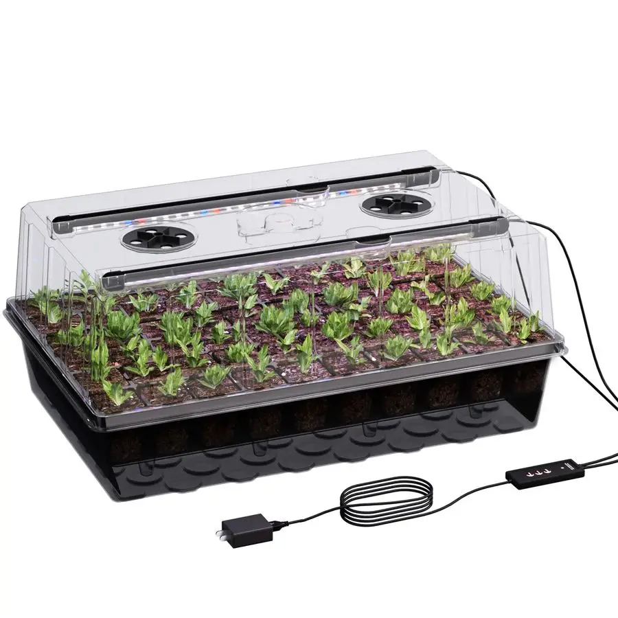 

SelfWatering Seed Starter Tray with Grow Light, Seed Starter Kit with 4.07 Humidity Dome, Indoor Seedling Starter Tray, Seed Sta