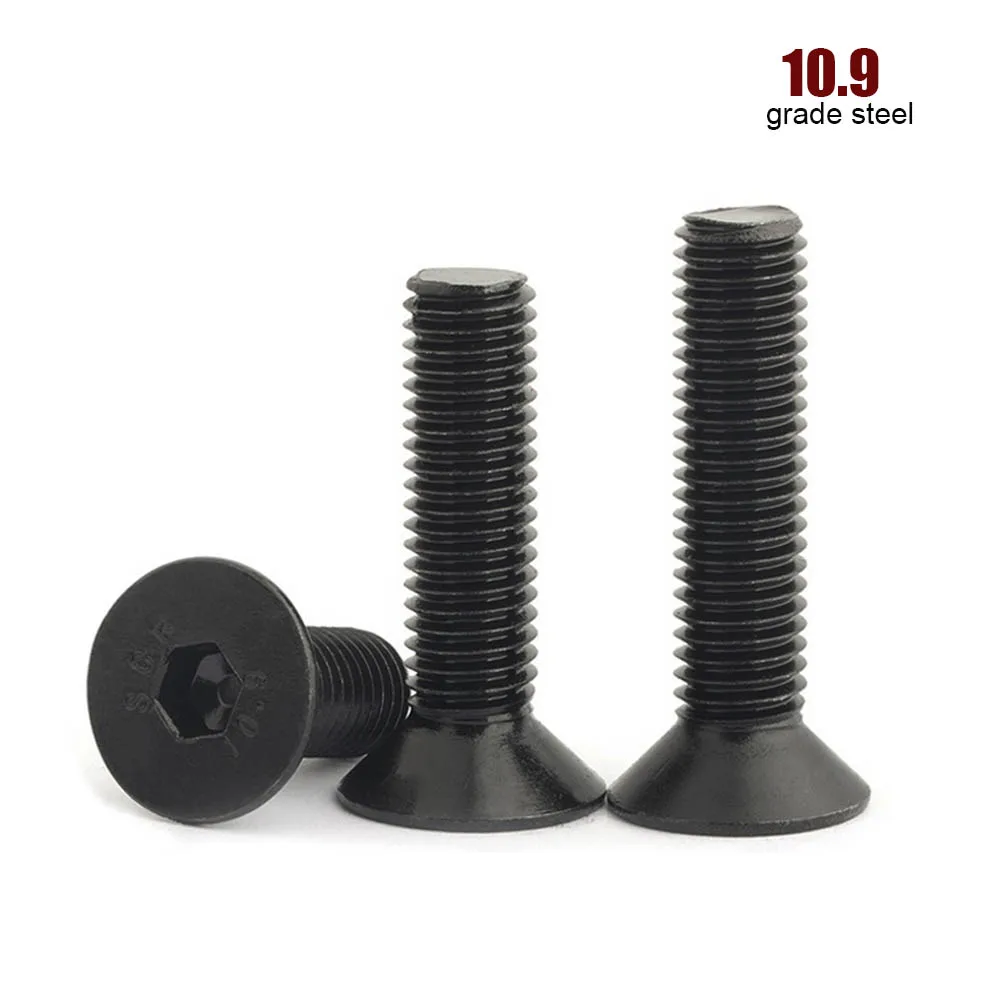1/50 Stück M1,6 M2M2,5 M3 M4 M5 M6 bis M16 DIN7991 Schwarz 10,9 Grad Ssteel Sechskant Innensechskant Flachsenkkopf Innensechskantschraube