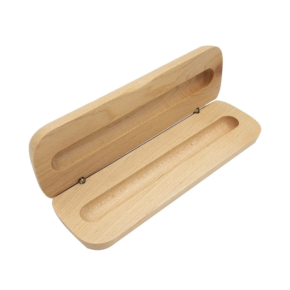 

Solid Color Maple Wood Pencil Holder Thick Design Single Pen Storage Stationery Box Office Supplies Wood Pencil Case