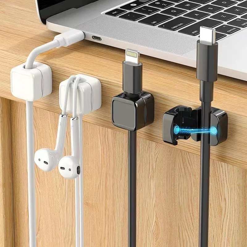 24/1pcs Magnetic Cable Clips Adjustable Cord Holder Under Desk Cable Management Wire Keeper Home Office Cables Clip Organizer