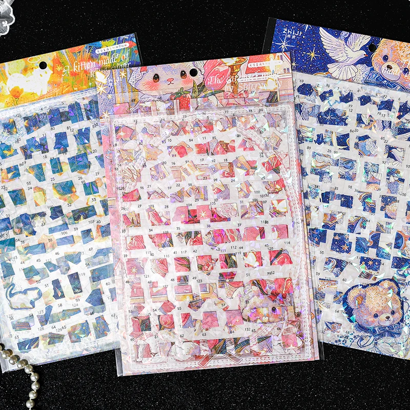 

3PCS Puzzle stickers, wordless Star Ballad series, cartoon ins, handmade DIY, decompression, stacking, miniature scene stickers