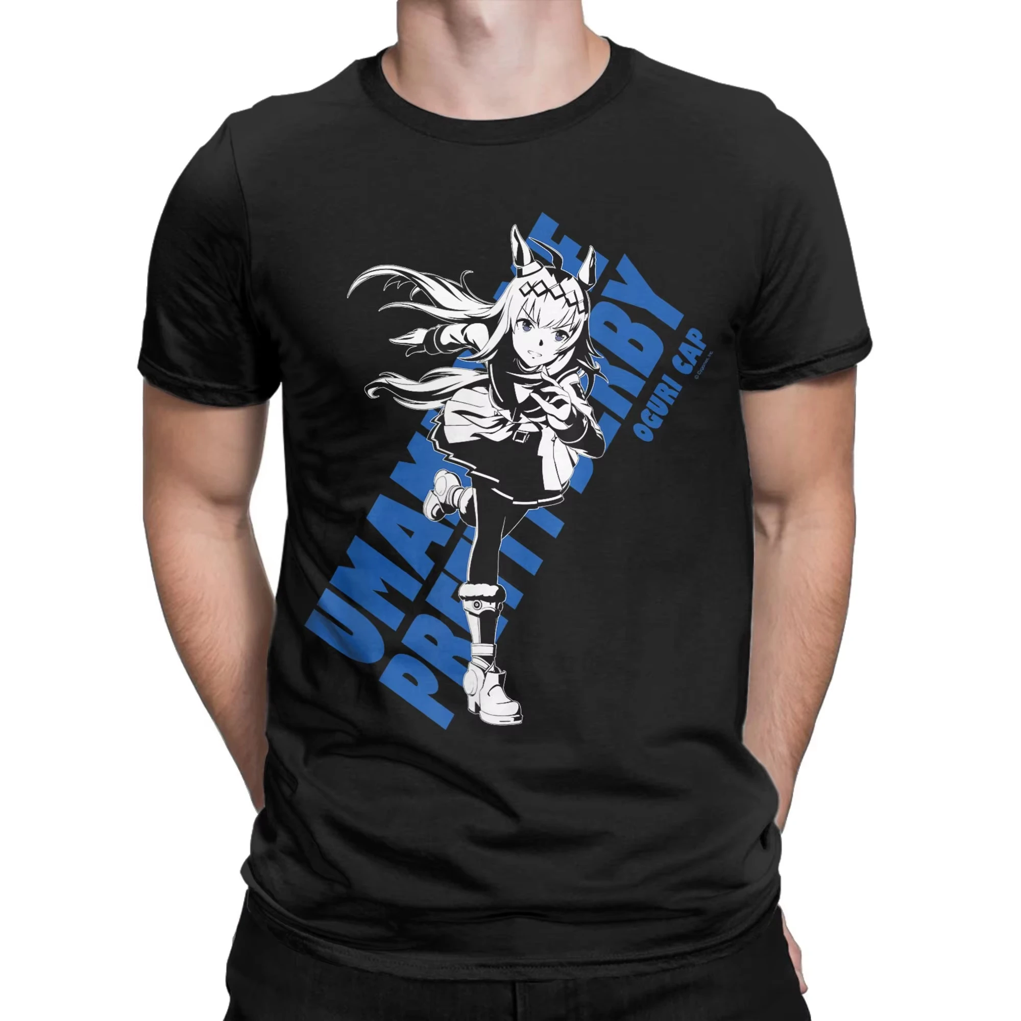 Vintage Umamusume Pretty Derby Oguri Cap T-Shirts Men Crew Neck Cotton T Shirts Short Sleeve Tee Shirt Printing Clothes