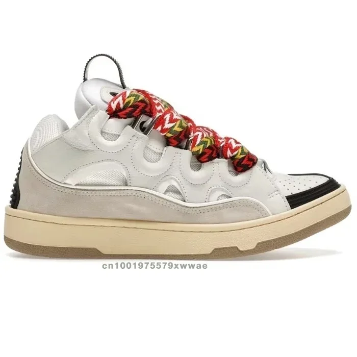 Heren Dames Chunky Lace-Up Skate Sneakers, Casual schoenen met dikke zool, Mode-sneakers met gevlochten veters voor dagelijks gebruik, Streetwear