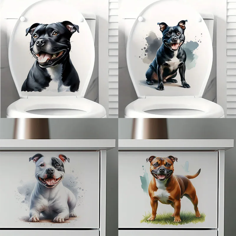 Staffordshire Bull Terrier Self-Adhesive Wall Decal - Removable, Reusable PVC Sticker for Kitchen & Living Room Decor