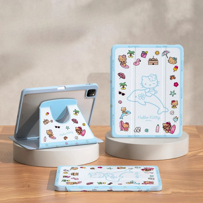 

Чехол Hello Kitty для iPad Funda ipad 9 10 11 A16 11 дюймов Защитный чехол Air3 4 5 M2 M3 Pro 4 5 6 12,9 дюйма M4 Mini 6 A17 Чехол для планшета