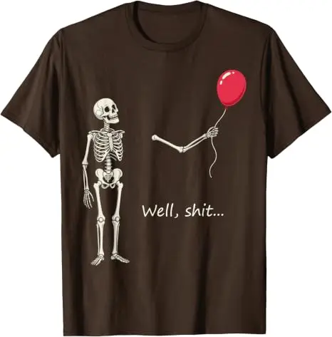 Y2k Gothic Skelett Halloween-Kostüm Humor Skelett Verlorener Ballon Scheiße Lustiges Sprichwort Zitat Herren Damen T-Shirt FSkeleton Tees – Detail 17
