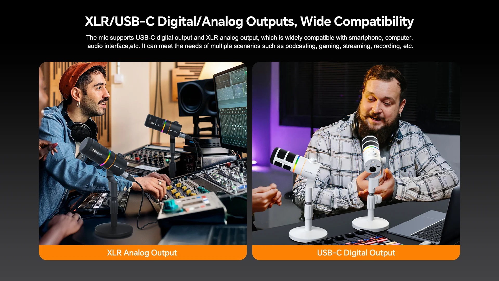 COMICA Ejoy D10 Pro RGB USB/XLR Dynamisches Kabelloses Mikrofon Gaming-Mikrofon Rauschunterdrückung für Streaming, Interviews und Podcasts – Detail 11