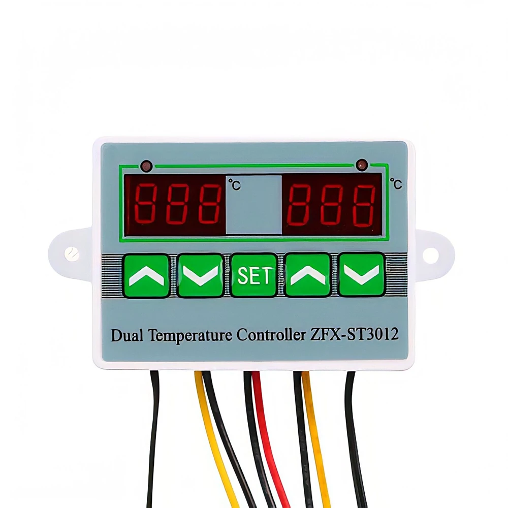 ZFX-ST3012 Dual Temperature Controller Digital Thermostat Incubator Control Microcomputer Dual Probe DC 12V 24V/AC 110-220V