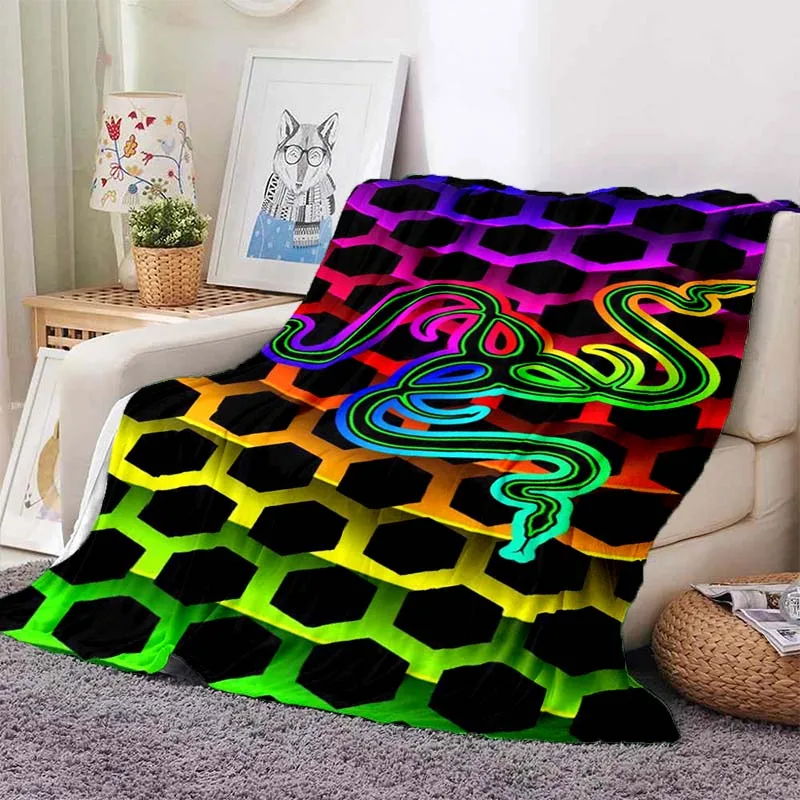 2026 new model Razer Graphic Flannel Fleece Blanket Soft Warm for Couch Bed Game Room Home Ornament Holiday Gift for Family Use