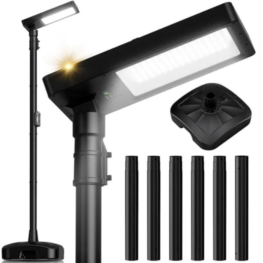

102 Solar Lamp Post Lights with Pole Water Box Base Outdoor IP65 Waterproof 3800LM 420 LEDs Solar Street Lights Metal Flood Mot