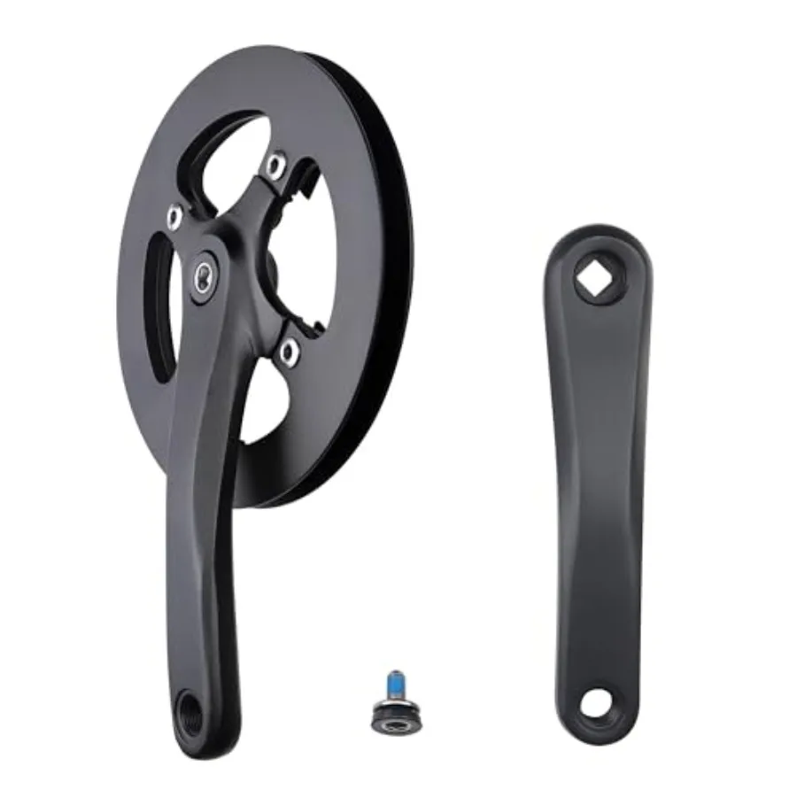 

E Bike/Bike Crankset 1 Piece/Single 42T Chainring Crankset with Aluminium Alloy Double Chain Cover 170mm Arm for Single Speed a