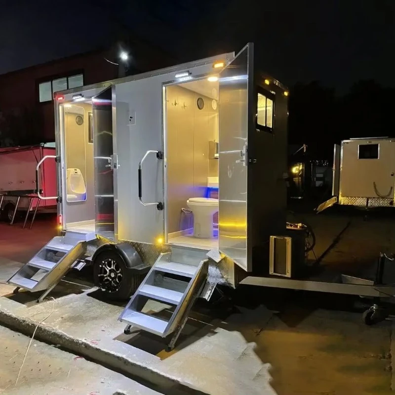 Customized Eco Friendly Mobile Restroom Trailer Portable Outdoor Toilet Bathroom For Construction Wedding Camping