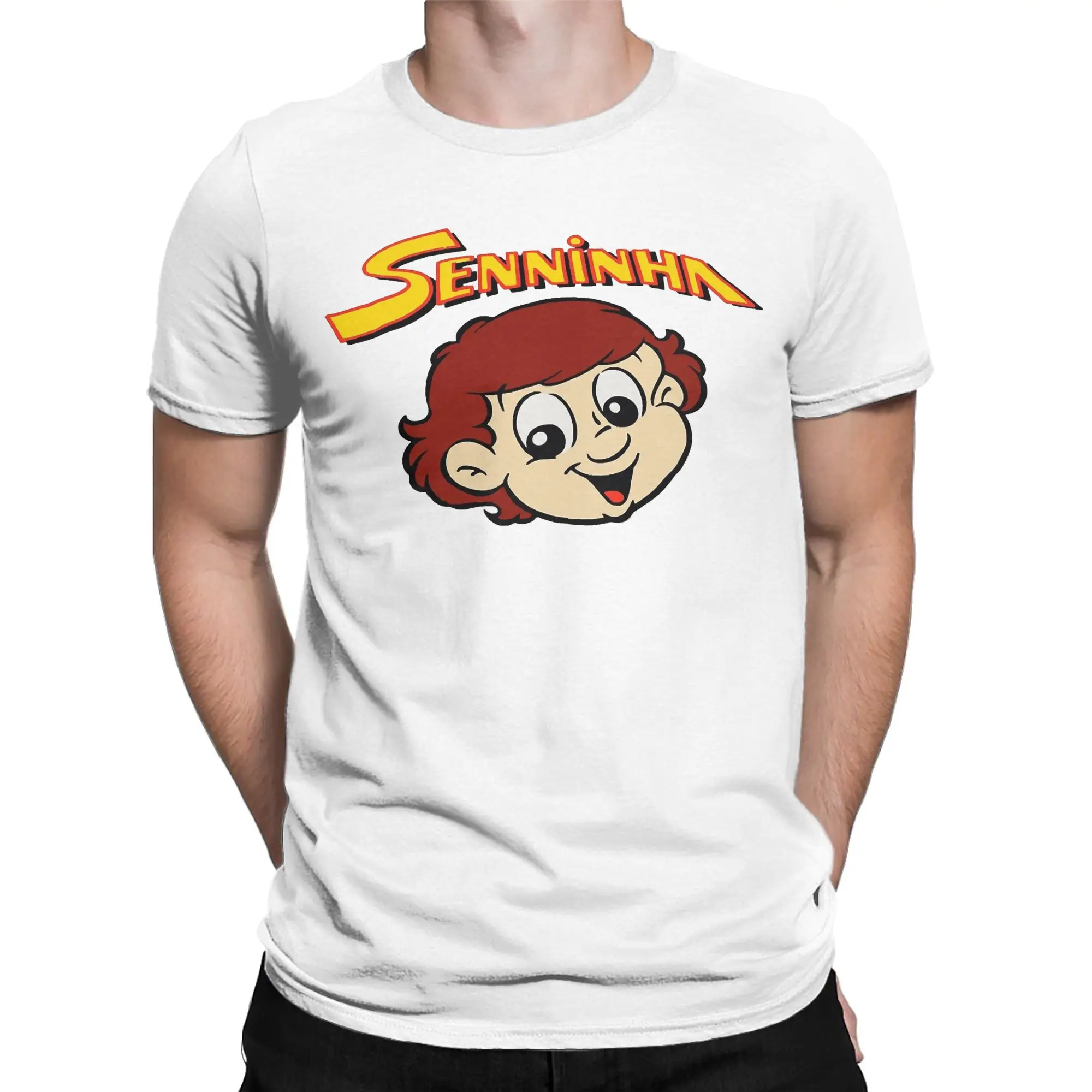 Senninha Ayrton Senna Cartoon Apparel Unisex T Shirts Pure Cotton Tee Graphic Printed  T-shirt Clothing