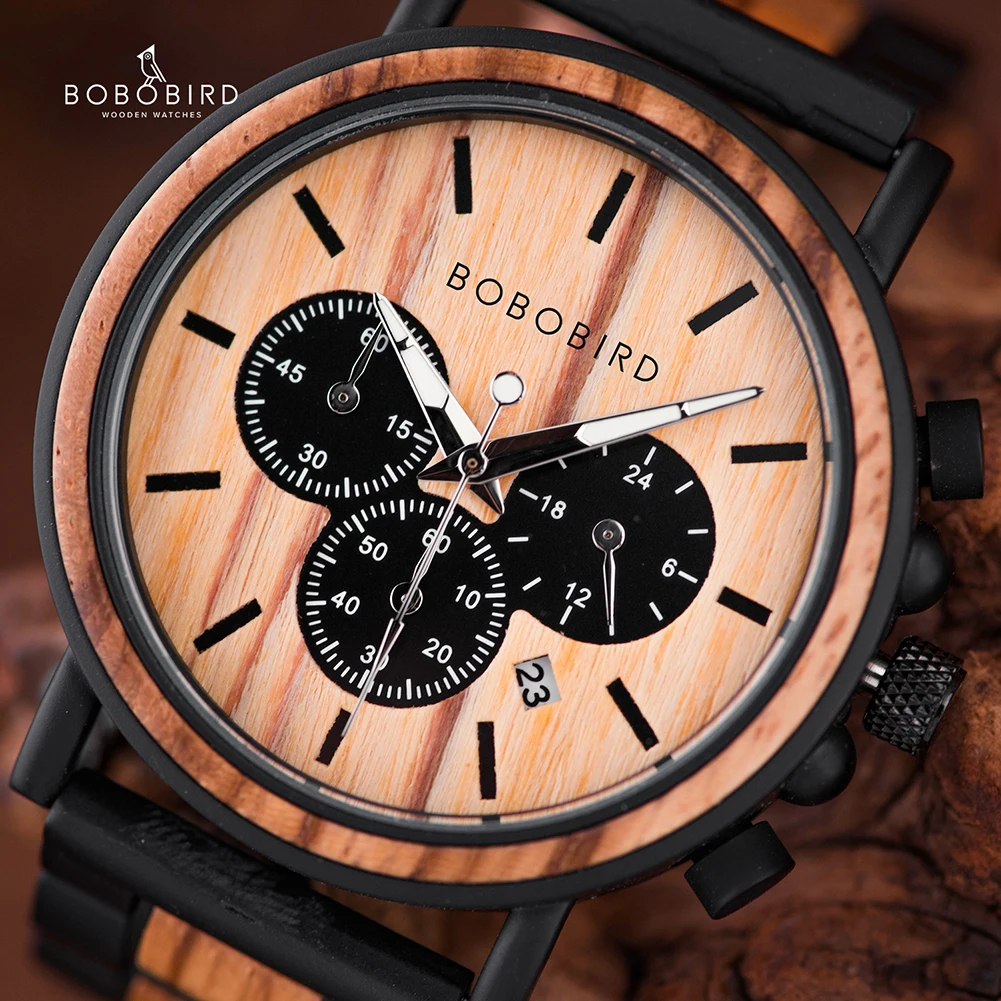 

BOBO BIRD Wooden Men Watch Relogio Masculino Luminous Luxury Top Brand Chronograph Watches erkek kol saati Drop Shipping