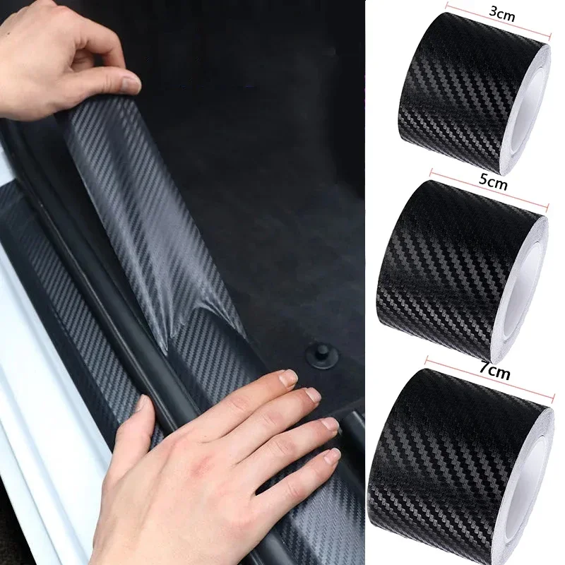 3D Carbon Fiber Car Sticker Carbon Fiber Auto Door Sill Side Mirror Anti Scratch Tape Waterproof Protect Film Car Accessories