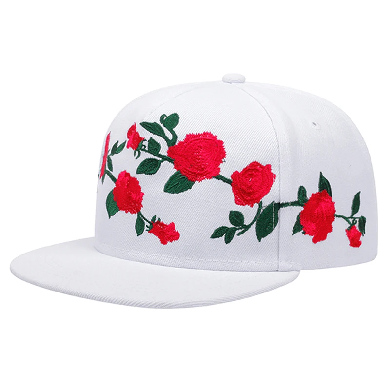 Fashion Fastball Rose Embroidery Hip Hop Baseball Cap Snapback Hat Adult Outdoor Casual Sun Bone Gorras Hats