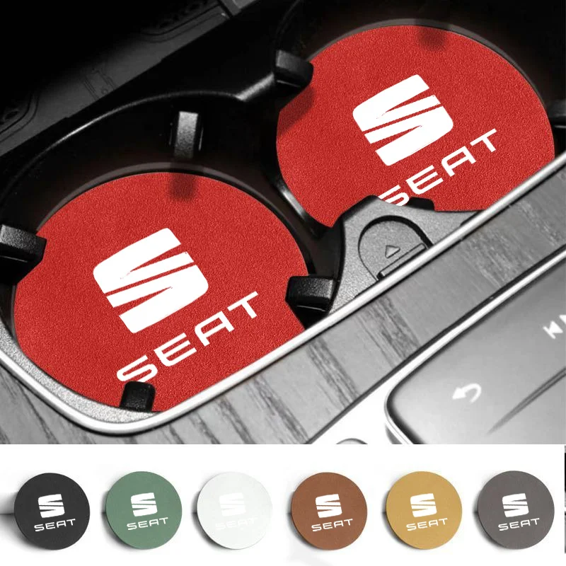 

2pcs Car Coasters Anti-Slip Pad Water Cup Holder Slot Pad For Seat Leon 5F Mk3 Ibiza 6J Tarraco Arona Ateca Interior Accessories