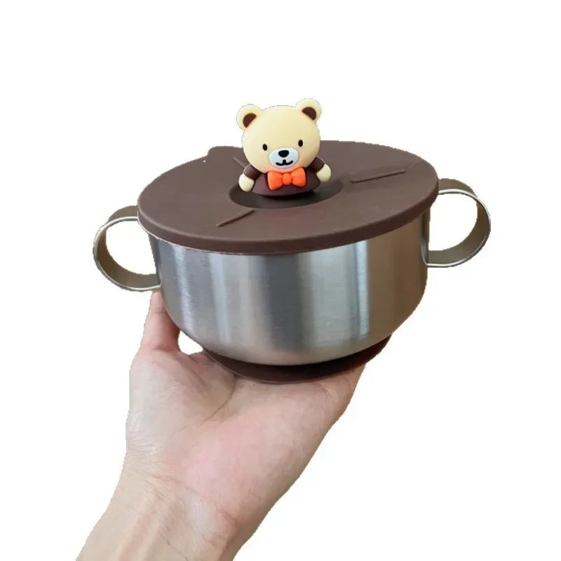 bowl, binaural complementary food bowl, eating suction cup bowl, baby tableware, baby drop-proof soup bowl with lid