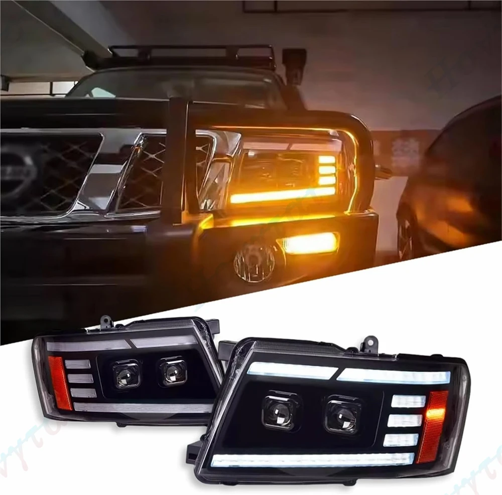 Pair LED Headlights For 2005 2006 2007-2016-2022 Nissan Patrol Y61 GU4 Headlamps Front Lights Turn Signal DRL Head Lamp Assembly