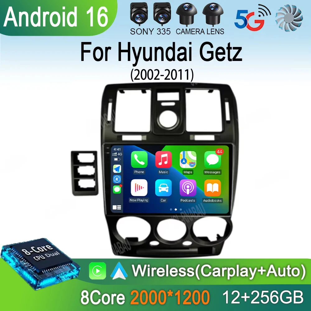 

Автомагнитола Android 16 для Hyundai Getz 2002-2008, 2009, 2020, 2011 с DSP, Bluetooth, навигацией GPS, мультимедийным плеером, стерео, WiFi+4G, Carplay