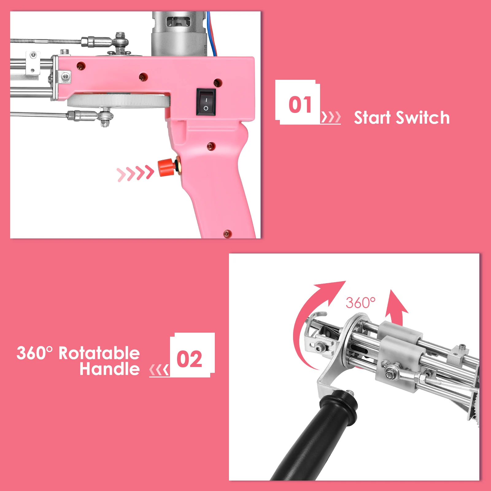 Elektrische Tufting-Pistole 2-in-1-Set mit Stoff, Teppichschneider, Teppich-Strickpistole, Webmaschine für Teppiche – Detail 21
