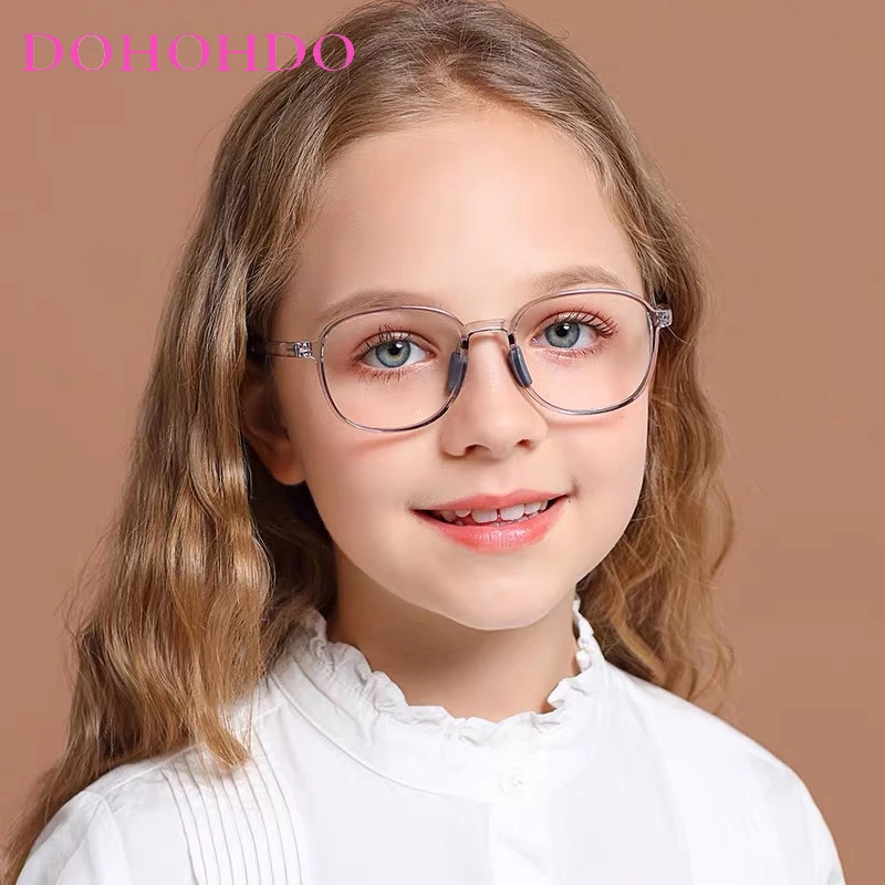 Kids Anti Blue Light Glasses Silicone Nose Pads Round TR90 Children Ipad Tablet Handphone Gaming Computer Eye Care UV400 Glasses