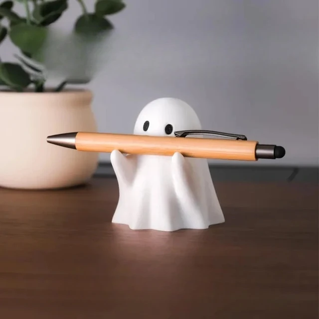 Ghost Pen Holder - Cute Resin Desktop Organizer for Office & Home, Halloween Decor Creative Gift, Funny Stationery Stand (1PC) 3