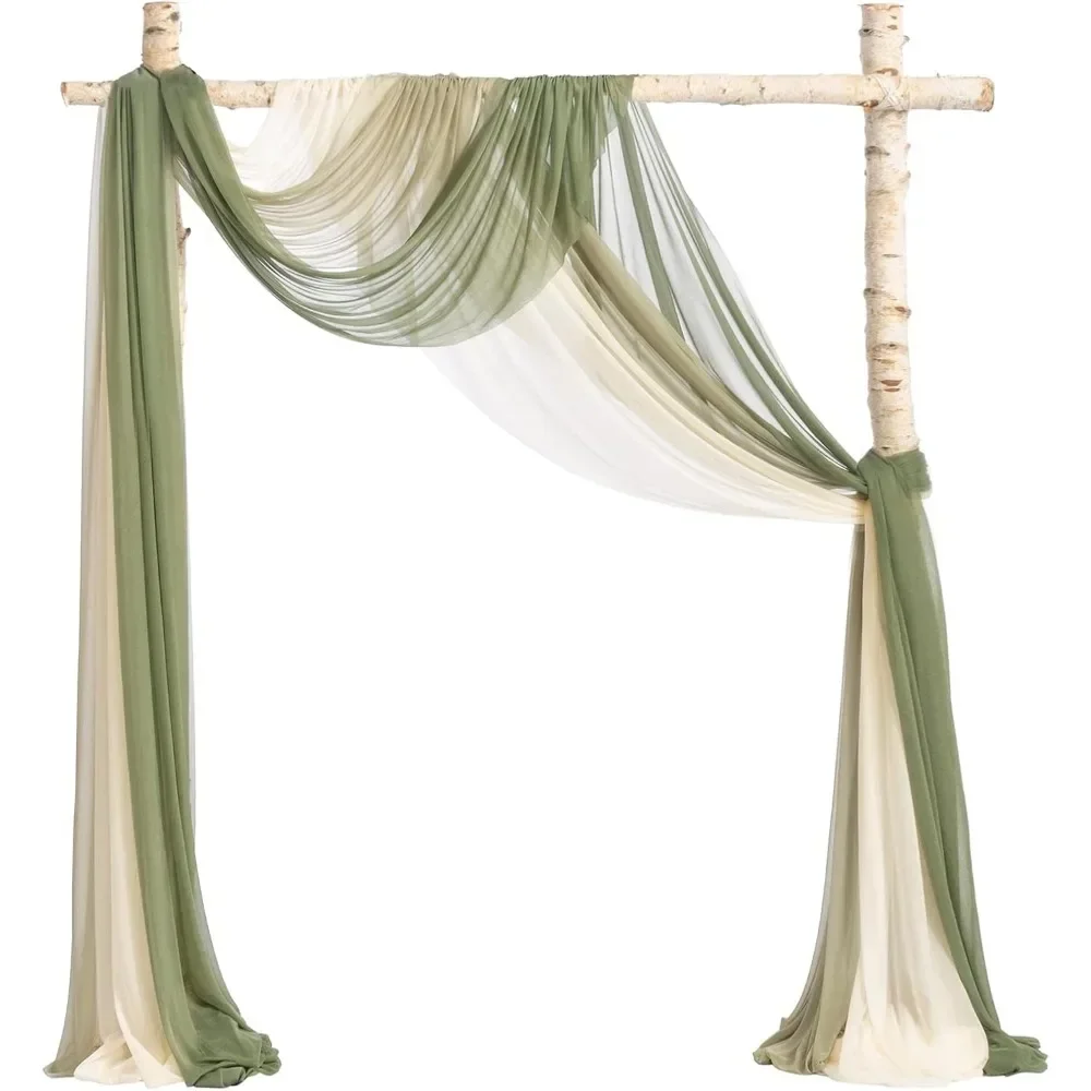 

Easy Hanging Chiffon Drape 3 Panels 26.5ft x 30" w Fabric for Wedding Ceremony Home Decor Sheer Curtain Draping