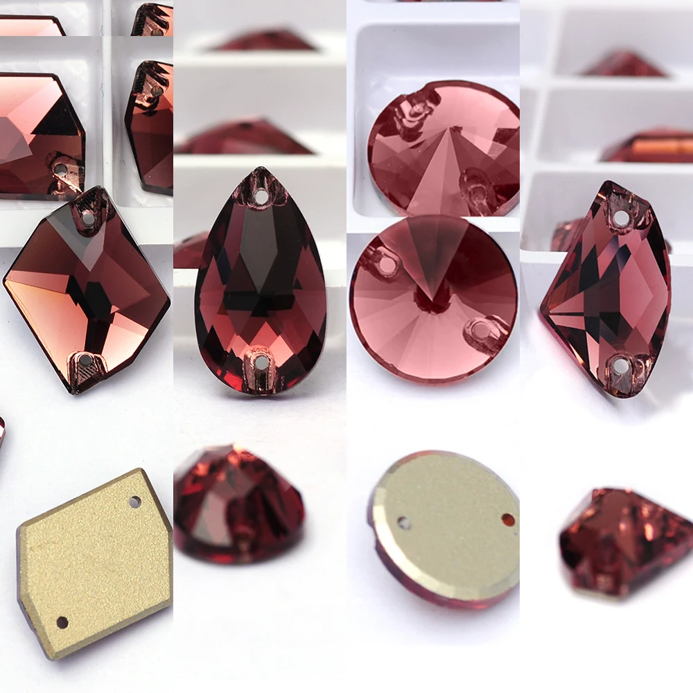 

Стразы PUBRILEX Burgundy Charm для пришивания, хрустальные стразы для гимнастических купальников, декоративные стеклянные камни для шитья, украшения для танцевальных платьев и конькобежных костюмов