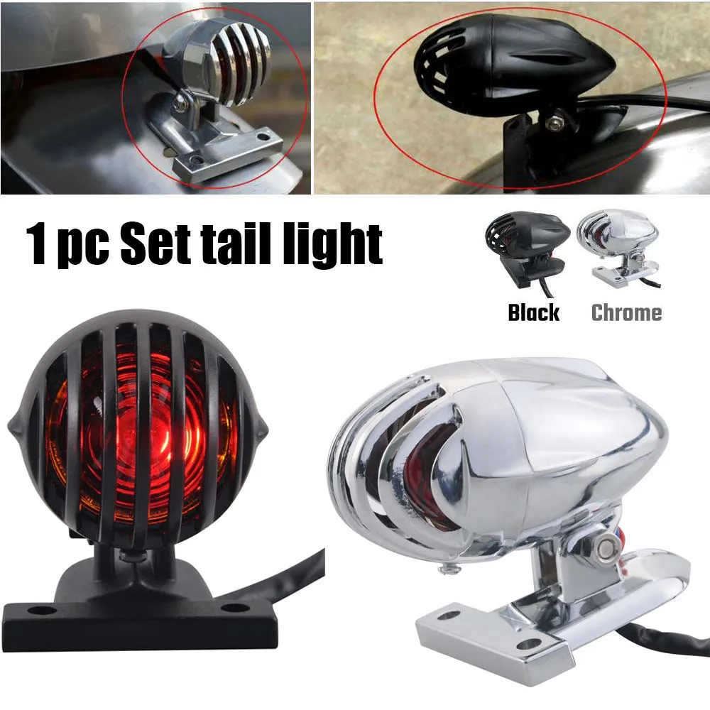 

For Harley Honda Yamaha Kawasaki Suzuki Universal Retro Motorcycle Accessories Tail Light Rear Brake Lamp Grill Retro Taillight