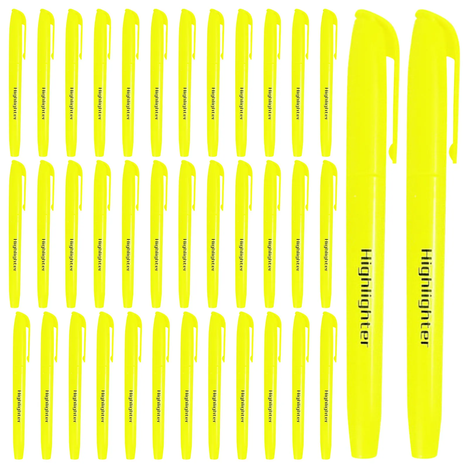 50Pcs Fluorescent Pen Yellow Highlighters Chisel Tip Office School Study Annotation Marker for Note Taking Marker Pens