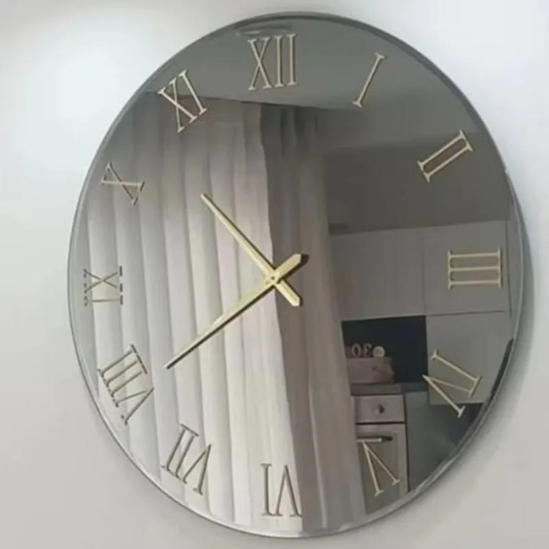 120CM with LED Night Light Living Room Wall Hanging Clock Roman Number Round Luxury for Home Decor Large Watch