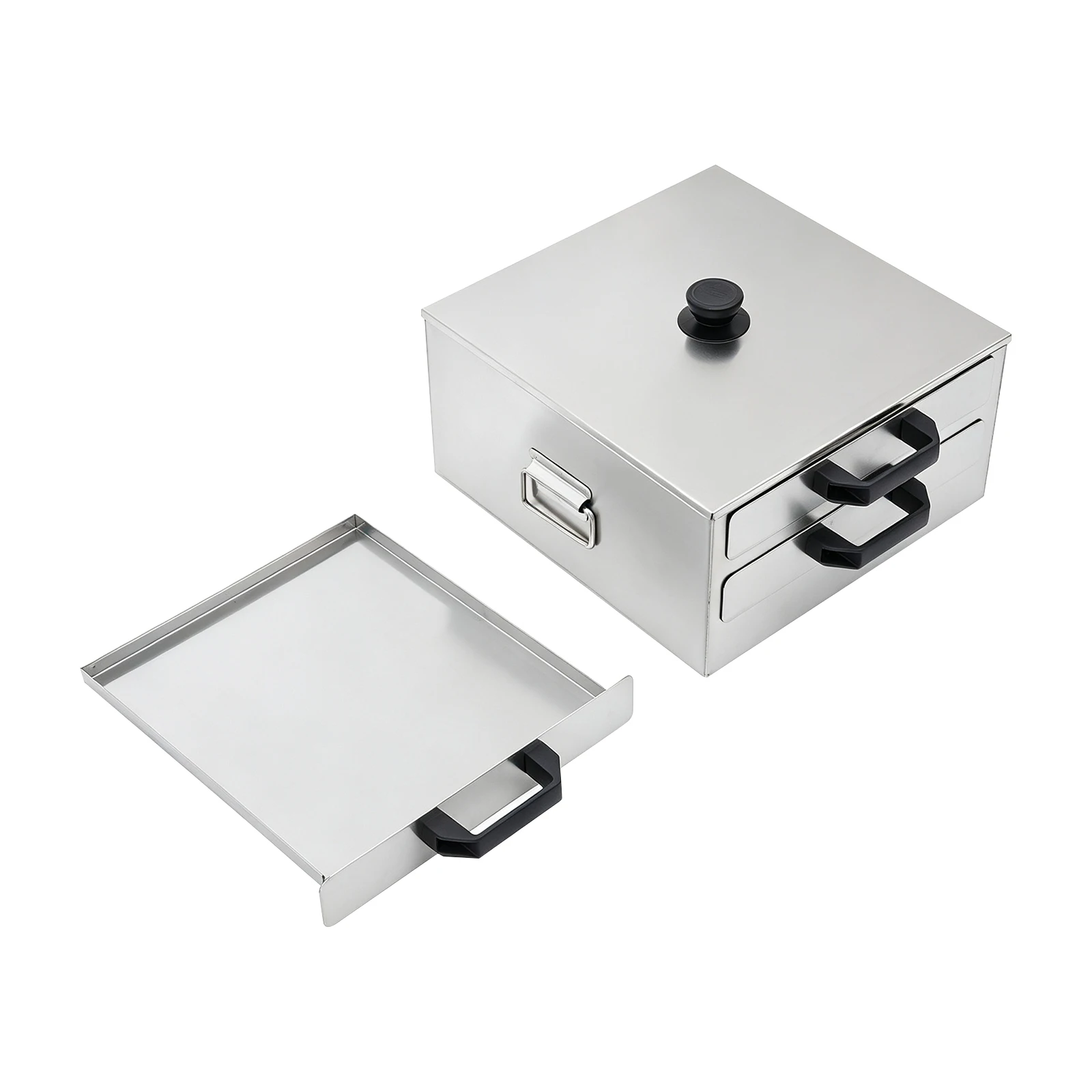 Silver 2 Layer Rice Noodle Rolls Machine Rice Noodle Roll Steamer Manual Operation Rectangular Floor Type Rice Roll Maker