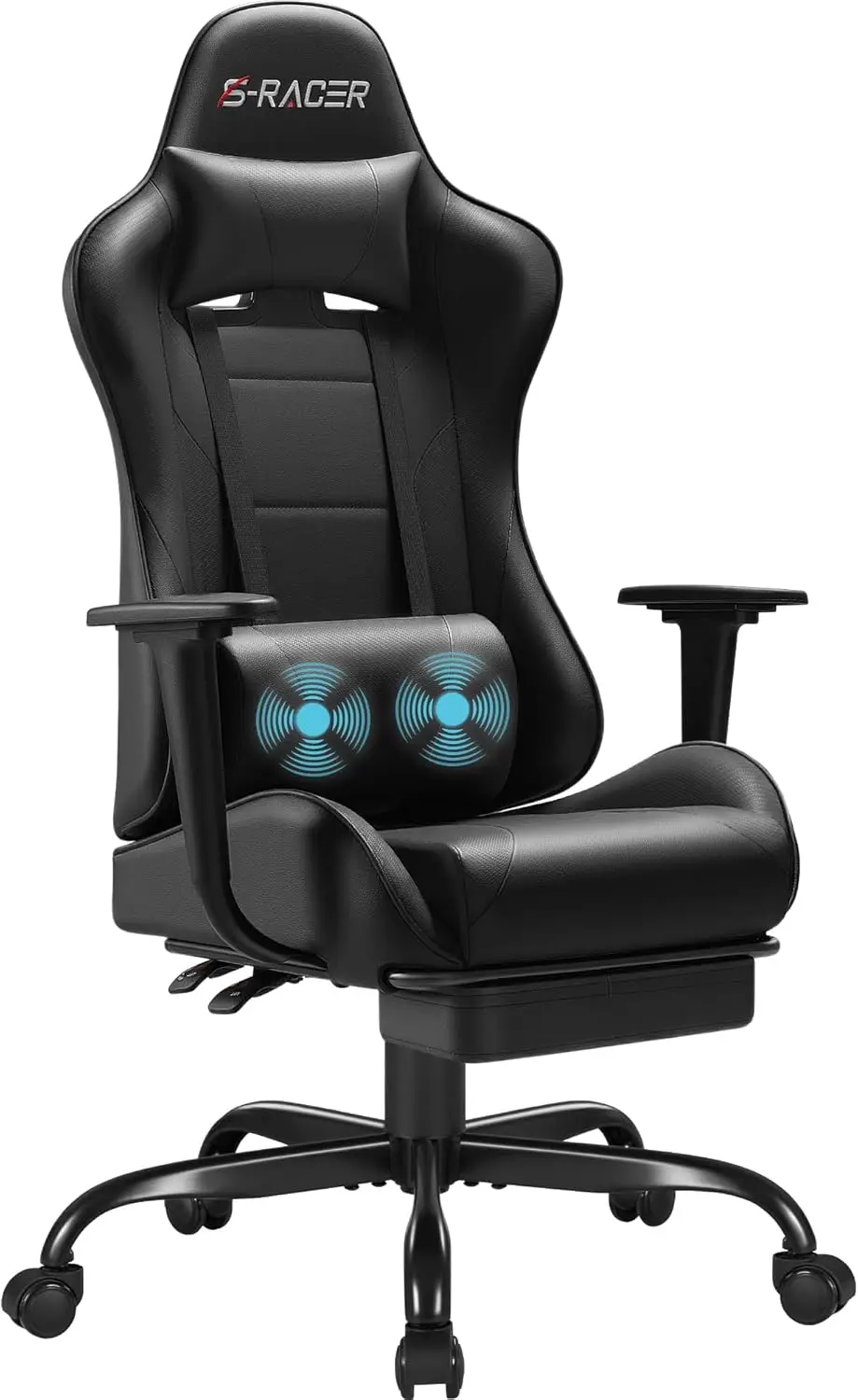 

Gaming Chairs, Computer Chair with Footrest and Massage Lumbar Support, Height Adjustable Game Chair
